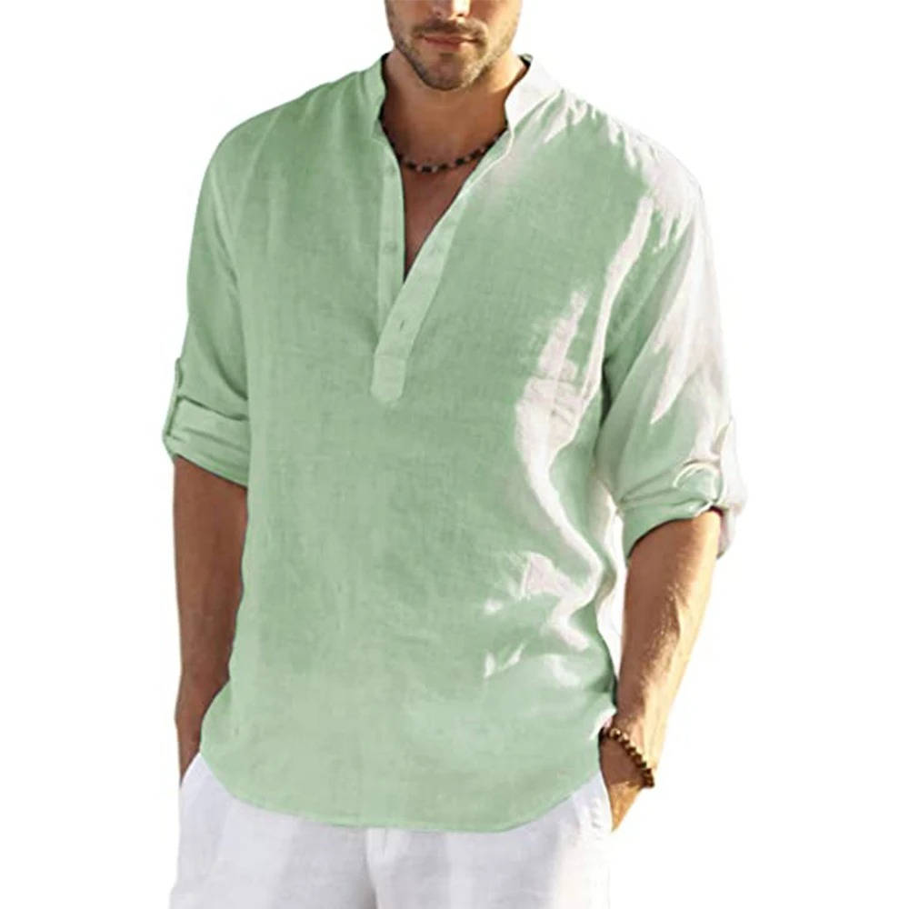 Men's Casual Henley Shirt Long Sleeves