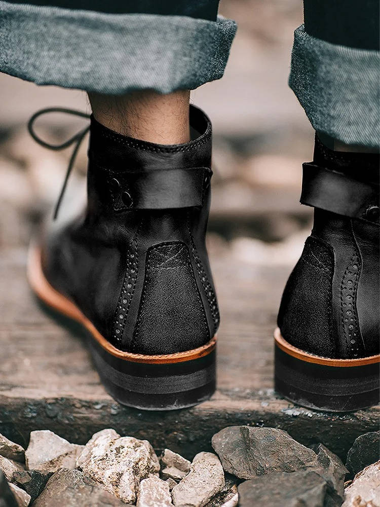 Men's Ankle Leather Lace Up Boots