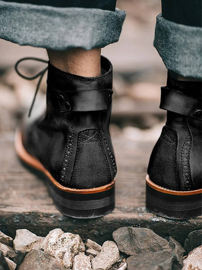 Men's Ankle Leather Lace Up Boots