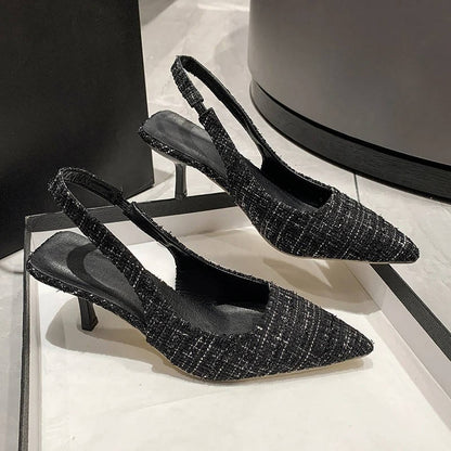Women's Classic Tweed Pointed Toe Slingbacks