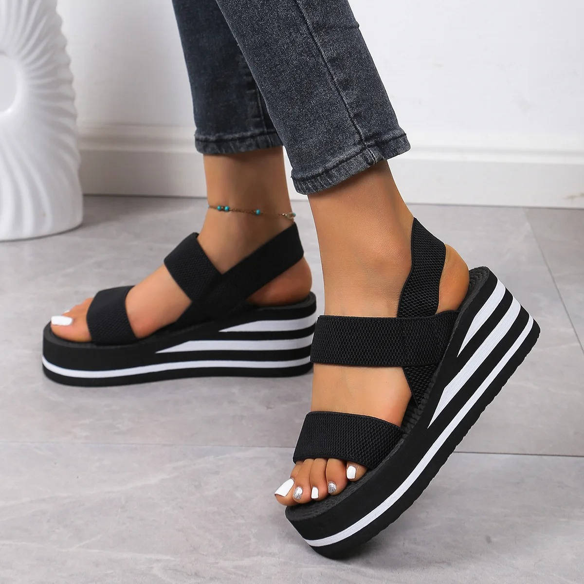 Women's Double Strap Platform Wedge Sandals