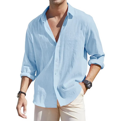Mens Long Sleeve Button Down Linen Shirts