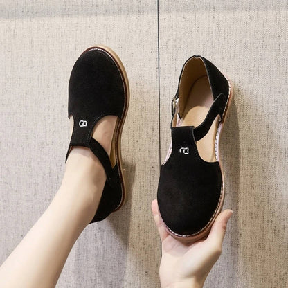 Women's Suede T-Strap Flats