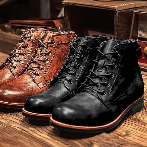 Men's Ankle Leather Lace Up Boots