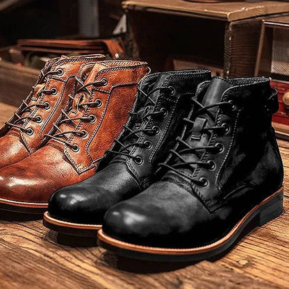 Men's Ankle Leather Lace Up Boots