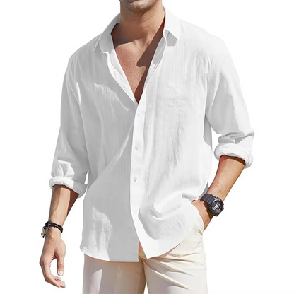 Mens Long Sleeve Button Down Linen Shirts