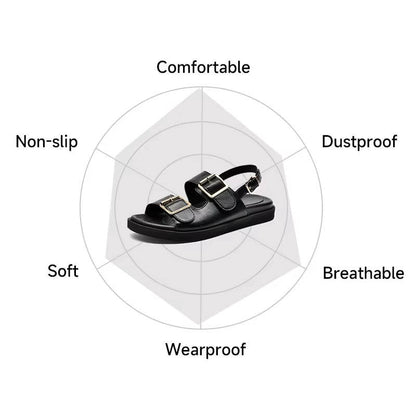 Leather Platform Buckle Sandals