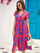 Robe midi portefeuille à fleurs pour femmes avec col en V