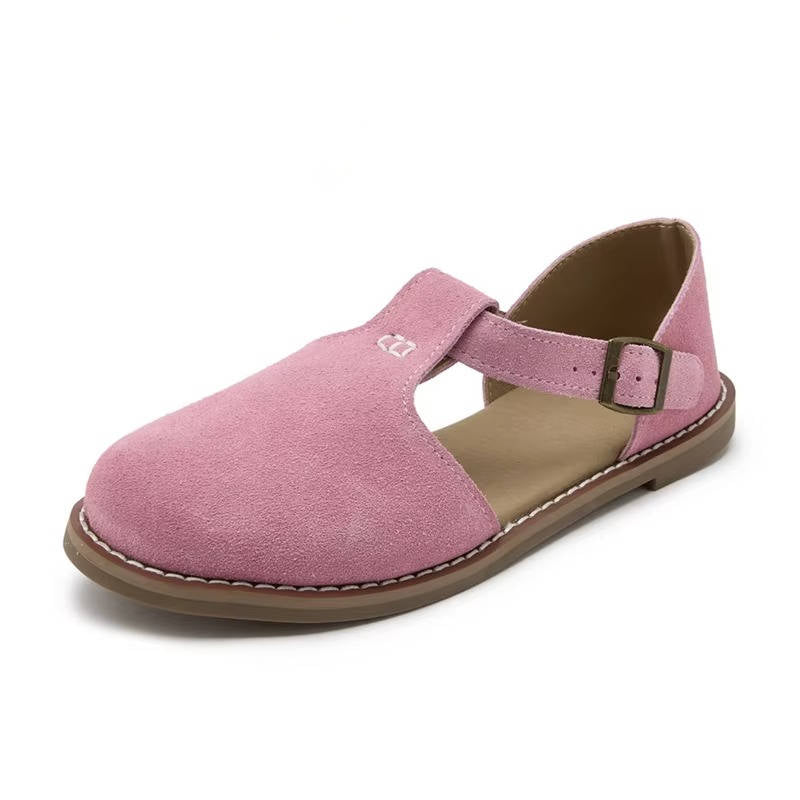 Women's Suede T-Strap Flats