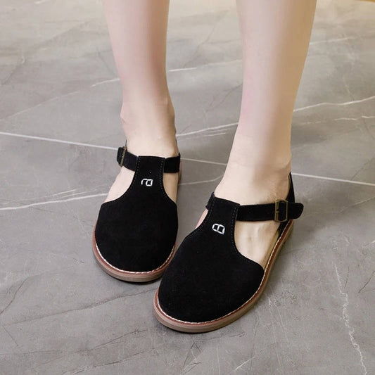 Women's Suede T-Strap Flats