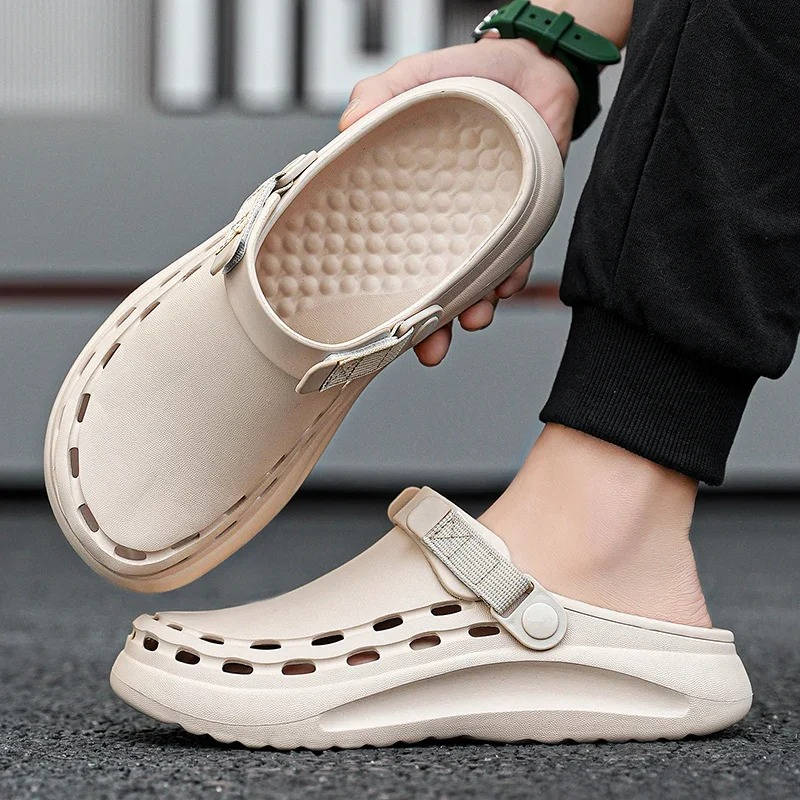 Men's Casual Clogs Slip On Comfort Shoes Adjustable Strap