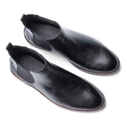 Men's Classic Brown Chelsea Boots With Contrast Stitch Detail