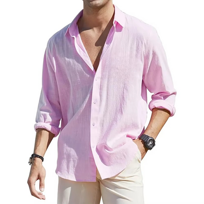 Mens Long Sleeve Button Down Linen Shirts