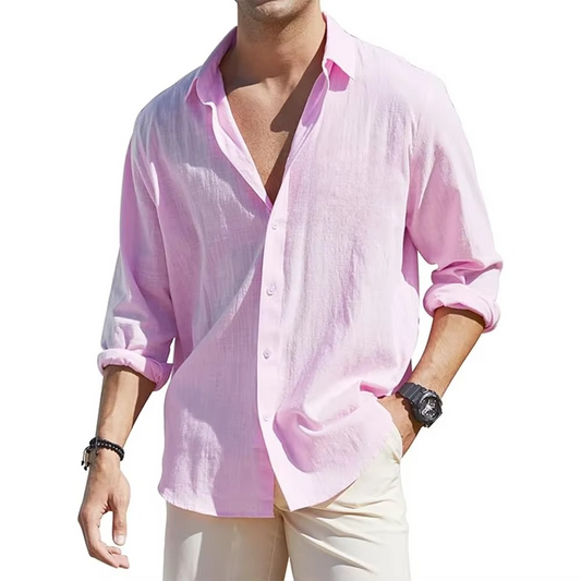Mens Long Sleeve Button Down Linen Shirts