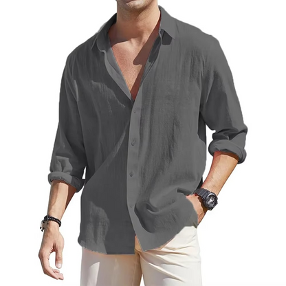 Mens Long Sleeve Button Down Linen Shirts