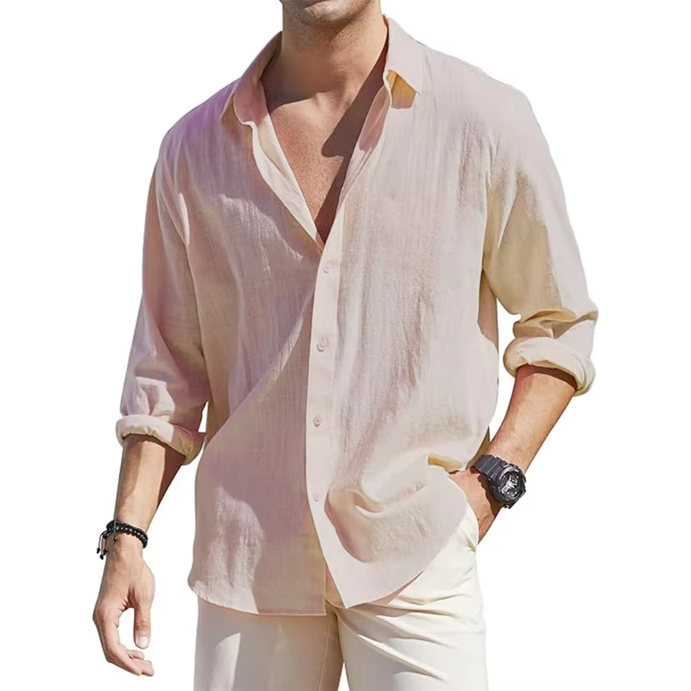 Mens Long Sleeve Button Down Linen Shirts