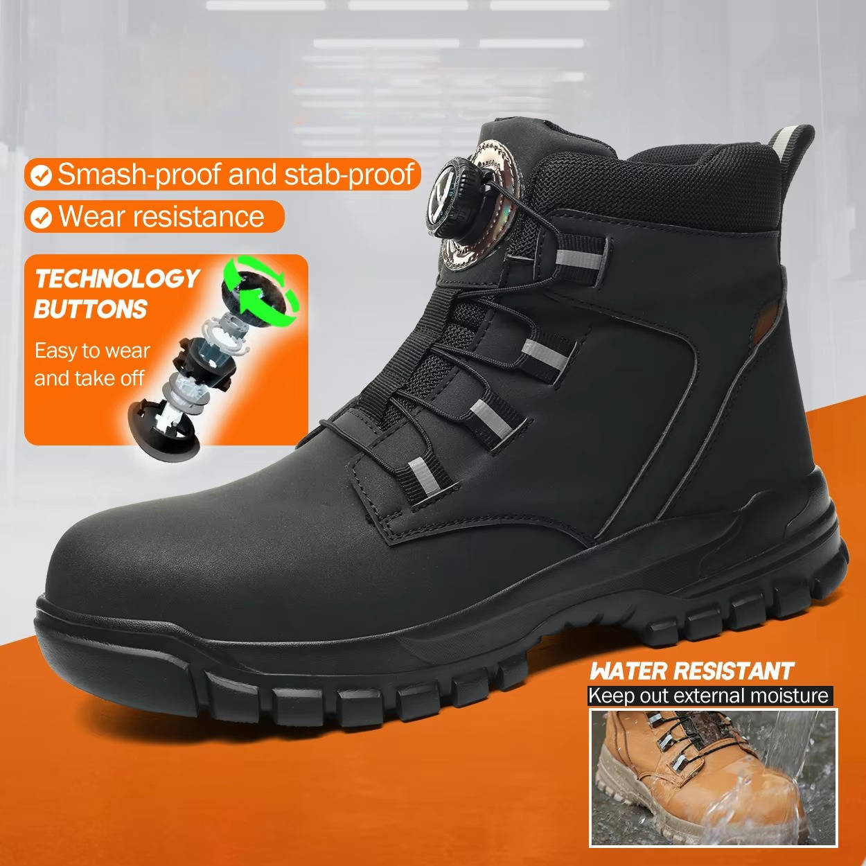 Mens Indestructible Steel Toe Construction Safety Boots