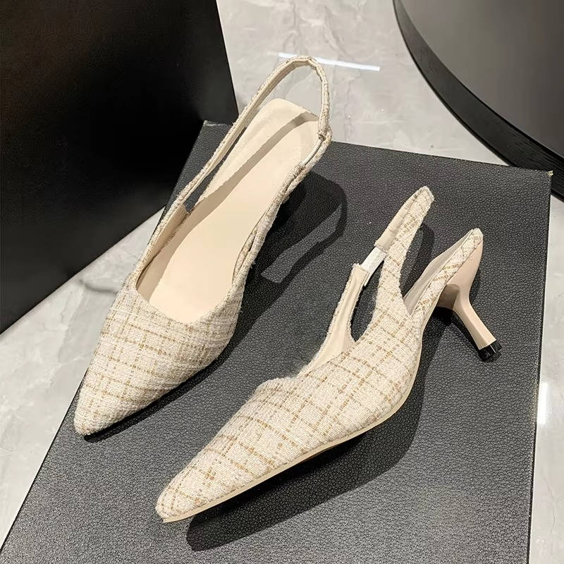 Women's Classic Tweed Pointed Toe Slingbacks