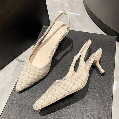 Women's Classic Tweed Pointed Toe Slingbacks