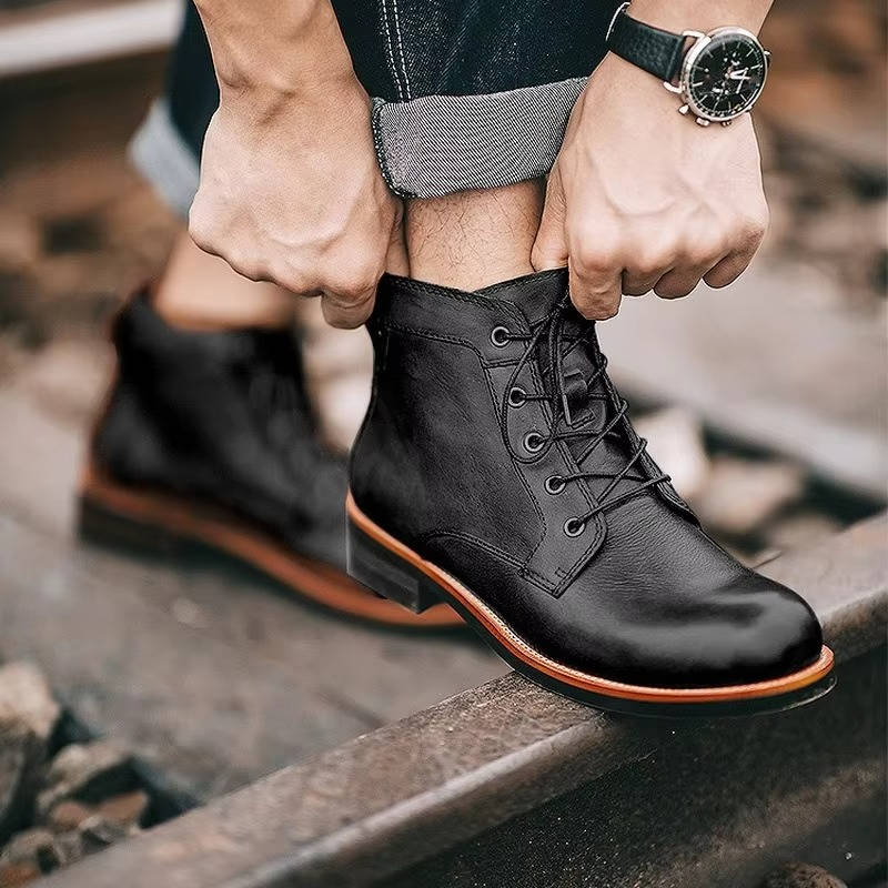 Men's Ankle Leather Lace Up Boots