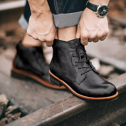 Men's Ankle Leather Lace Up Boots