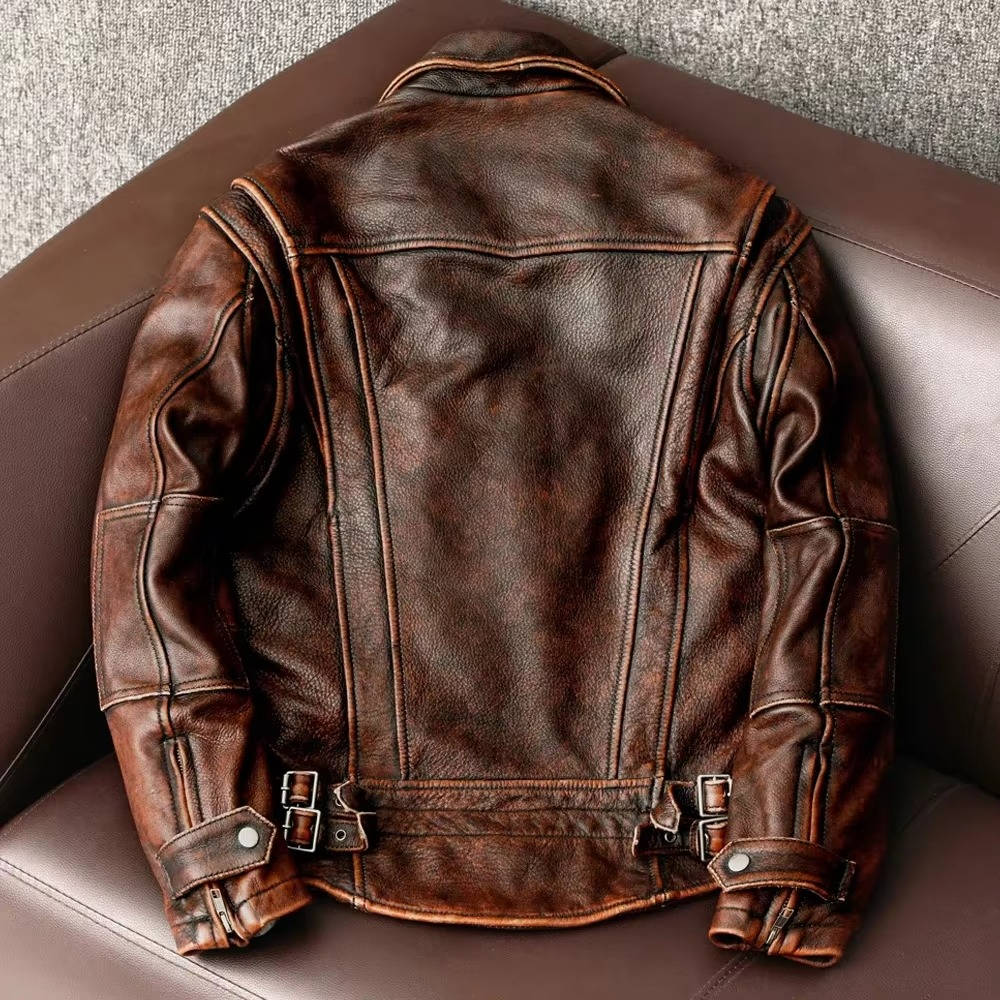 Distressed Leather Jacket Men