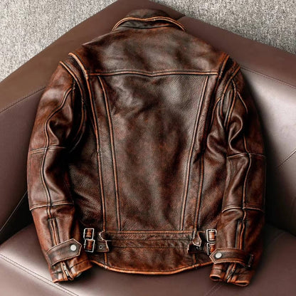 Distressed Leather Jacket Men