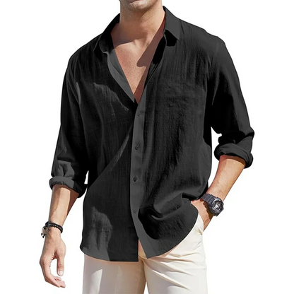 Mens Long Sleeve Button Down Linen Shirts