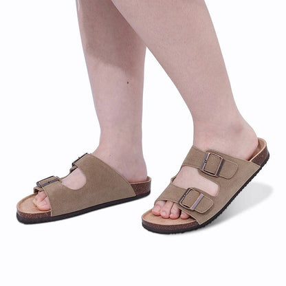 Cork Footbed Sandals With Double Buckle Straps