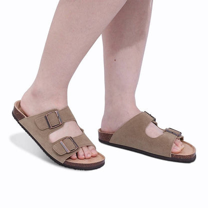 Cork Footbed Sandals With Double Buckle Straps