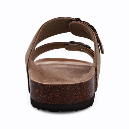 Cork Footbed Sandals With Double Buckle Straps
