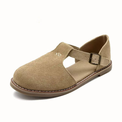 Women's Suede T-Strap Flats