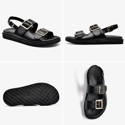 Leather Platform Buckle Sandals