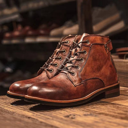 Men's Ankle Leather Lace Up Boots