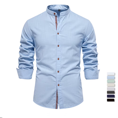 Men's Mandarin Collar Button Up Shirt
