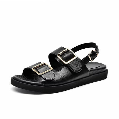 Leather Platform Buckle Sandals