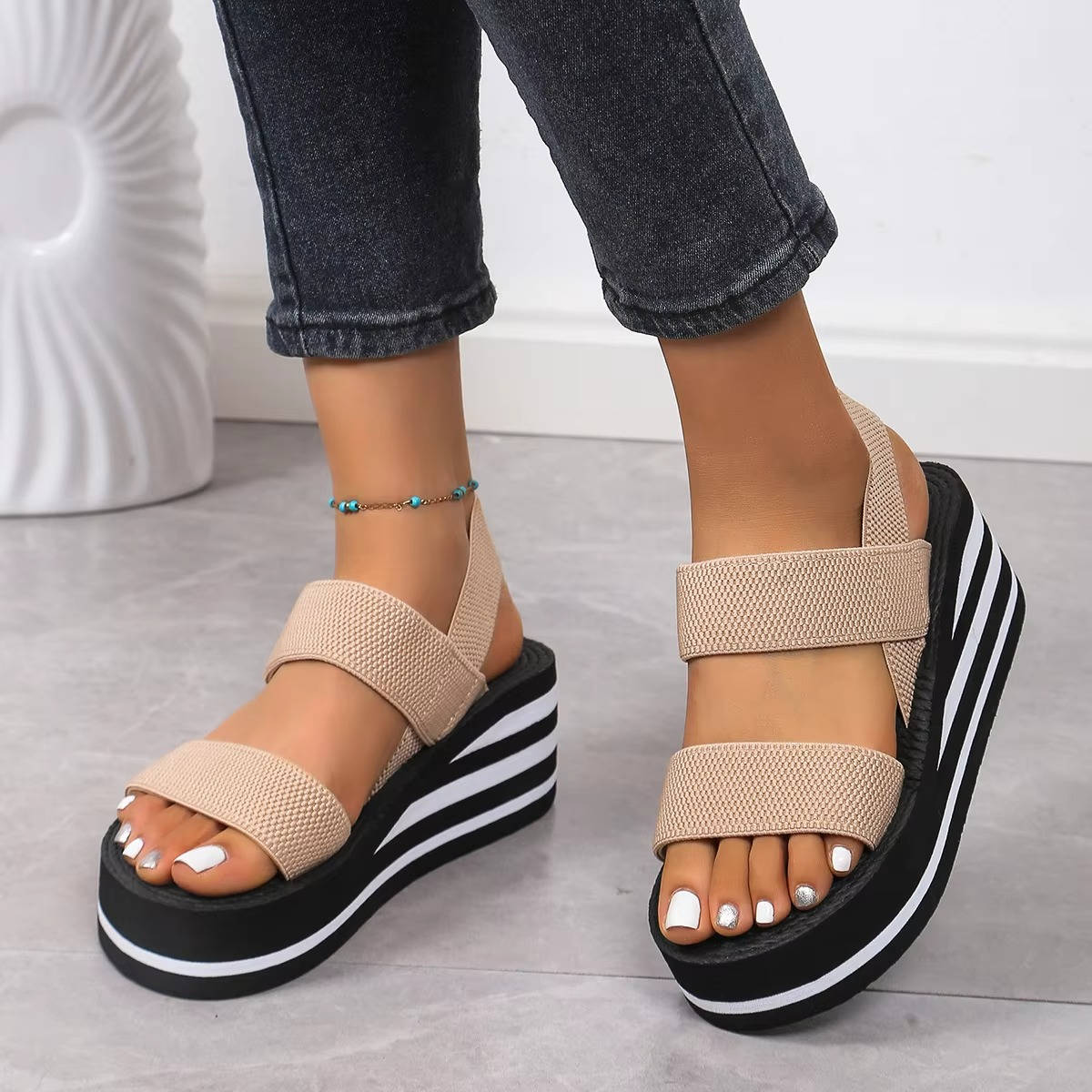 Women's Double Strap Platform Wedge Sandals