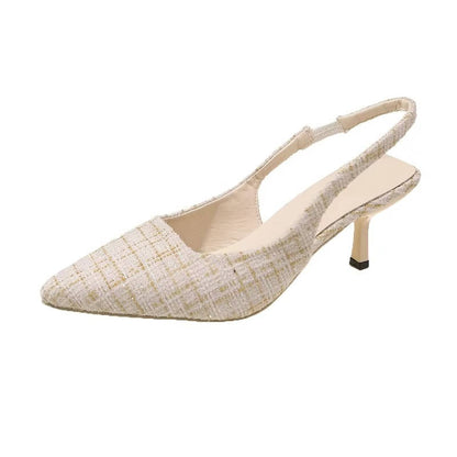 Women's Classic Tweed Pointed Toe Slingbacks
