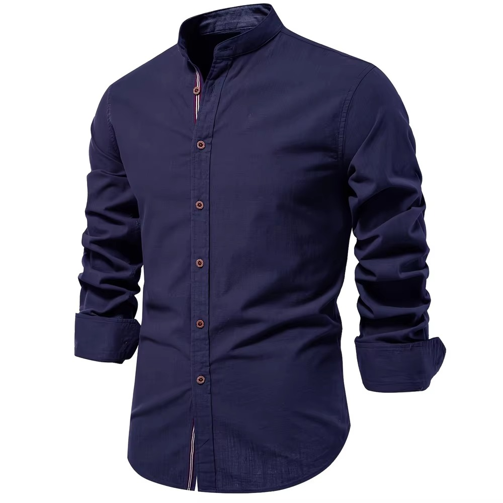 Men's Mandarin Collar Button Up Shirt