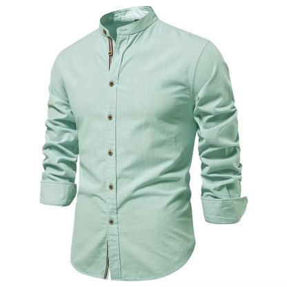 Men's Mandarin Collar Button Up Shirt