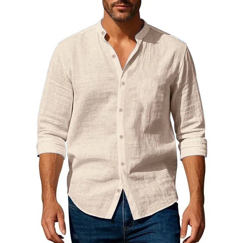 Long Sleeve Button Up Casual Linen Men’s Shirt