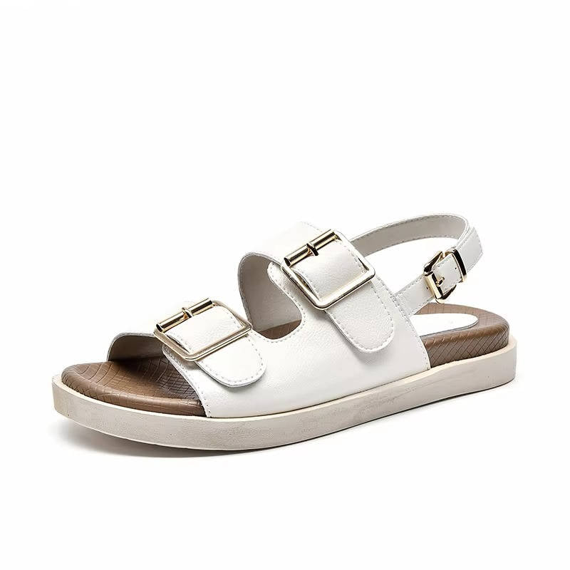 Leather Platform Buckle Sandals