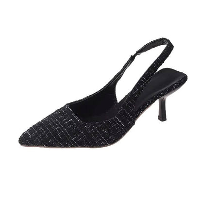 Women's Classic Tweed Pointed Toe Slingbacks
