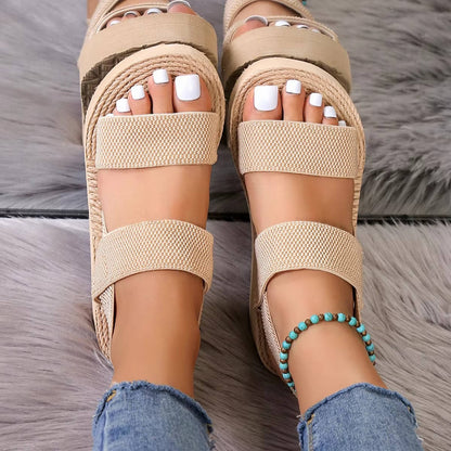 Women's Double Strap Platform Wedge Sandals