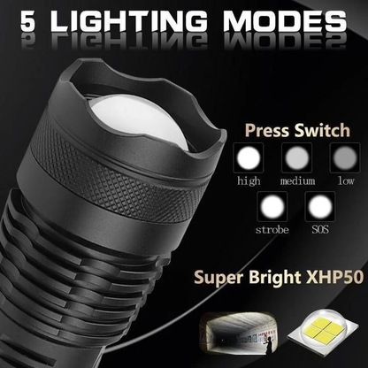 Lampe de poche LED puissante – 90,000 lumens Torche tactique rechargeable