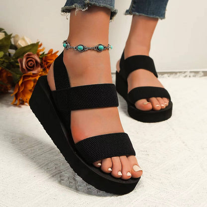 Women's Double Strap Platform Wedge Sandals