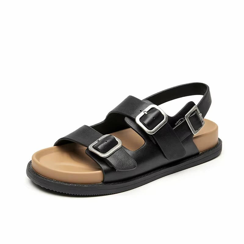 Leather Platform Buckle Sandals