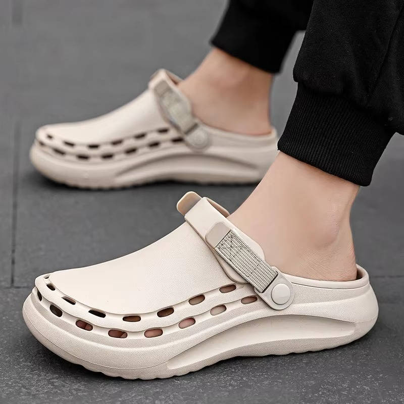 Men's Casual Clogs Slip On Comfort Shoes Adjustable Strap