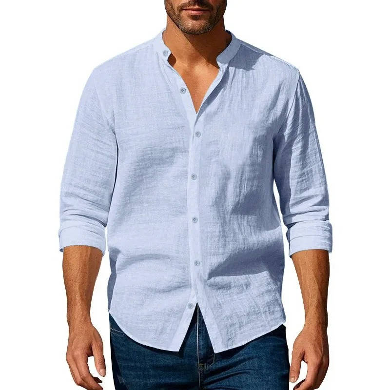 Long Sleeve Button Up Casual Linen Men’s Shirt