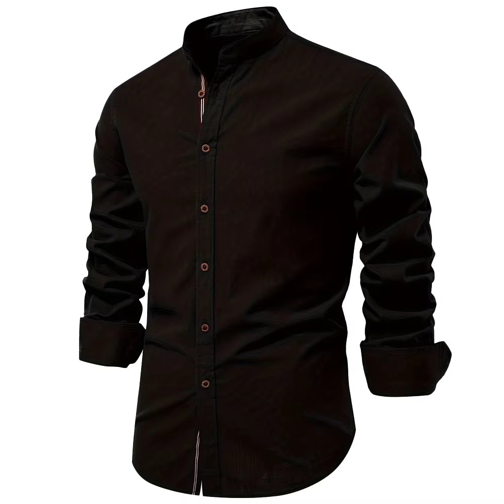Men's Mandarin Collar Button Up Shirt
